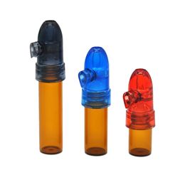 Smoking Colourful Plastic Cover Dry Herb Tobacco Spice Miller Glass Storage Bottle Sealing Leak Proof Adjustable Mouth Snuff Snorter Sniffer Pipe Cigarette Holder