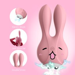 12 Frequency Dual Motor Rabbit Vibrator sexy Shop Vaginal G-spot Massager Electric Shock Female Masturbator Toy for Couples