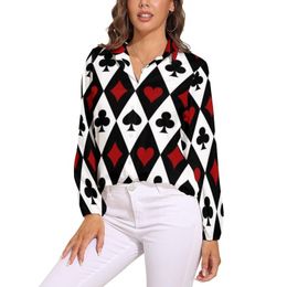 Women's Blouses & Shirts Card Player Casino Blouse Blackjack Trendy Graphic Long-Sleeve Street Style Autumn Oversized ClothesWomen's Women'W