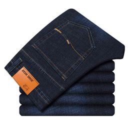Black Distressed Jeans Blue Men's Fashion Jeans Business Casual Stretch Slim Jeans Trousers Denim Pants Male Urban Clothes 28-40 G0104