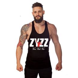 .Brand clothing Bodybuilding Fitness Men Tank Top workout ZYZZ print Vest Stringer sportswear Undershirt 220531