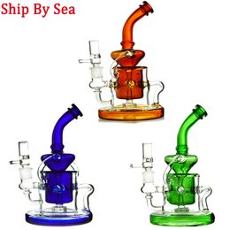 Ship By Sea Glass Bongs Hookahs Tornado Klein Recycler Showerhead Perc Bong Heavy Base Fab Egg Water Pipe 14mm Female Joint Oil Dab Rigs With Bowl