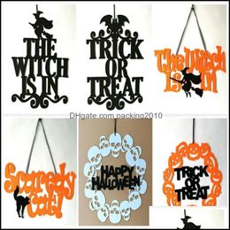 Other Festive Party Supplies Home Garden Halloween Hanging Sign Decoration Trick Or Treat The Witch Is In Pumpkin Ornaments Door Wall Outd