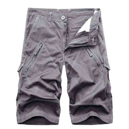 Men Cargo Shorts Summer Cotton Short Men Knee Length Pants Male Casual Short Trousers Fashion Men Clothing Plus Size 210322