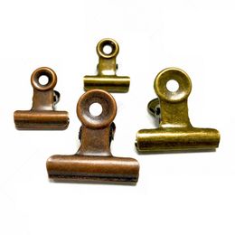 4 Size Retro Round Metal Grip Clips Bronze Bulldog Clip Metals Ticket Paper Clips For Tags Bags Office