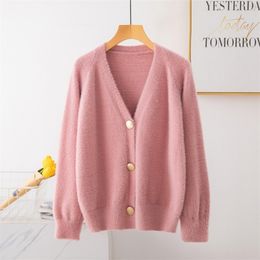 Women Autumn Winter Elegant Sexy V Neck Cardigan Sweater Female Long Sleeve Knitted Coat Top Christmas Pull Femme Hiver 200924