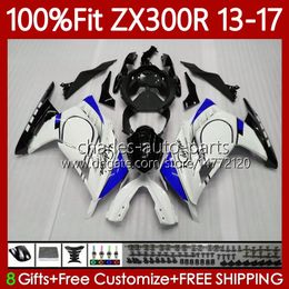 Injection Body Kit For KAWASAKI NINJA ZX300R White blue blk EX ZX 3R 3 R 300R EX-300 2013 2014 2015 16 17 125No.187 EX300R ZX-3R ZX-300R ZX3R ZX300 13 14 15 2016 2017 Fairing