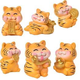 Decorative Objects & Figurines 2022Year Of The Tiger Mini Kawaii Miniature Garden Ornament Decor Pot Craft Year Accessorie Home Kid Toy Gift