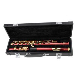 Intermediate grade 16 closed hole red Colour body gold plated key flute