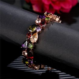 mona lisa bracelet NZ - Mona Lisa color zircon bracelet colorful rose gold bracelet women's bracelet fashion jewelry luxury designer jewelry337G
