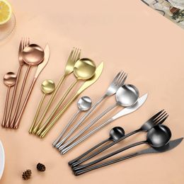 Flatware Sets Terprun Cutlery Set Dinnerwarer Matte Gold Stainless Steel Knives Forks Spoons Titanium Plating Western StyleFlatware