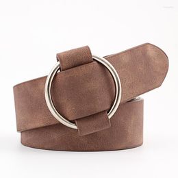 Belts Women Leather Belt Round Metal Pin Buckle Circle Fashion Punk O Ring For Fier22