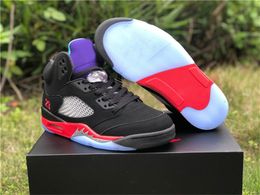 2022 Hottest 5S Authentic 5 Top 3 Black Fire Red Grape Ice New Emerald CZ1786-001 Mens Basketball Shoes Sneakers With Original Box