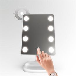 Portable Vanity Mirror 8-LED Lights Adjustable Makeup for Table Dressing Room Bedroom With 220509