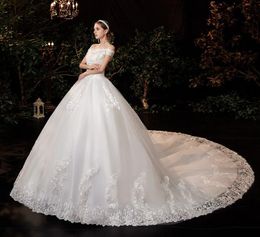 Other Wedding Dresses 2022 Lace Boat Neck Ball Gown Sweetheart Simple Princess Illusion Applique Bridal Gowns Casamento