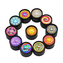 New Arrivals Mini 3D Herb Grinders Smoking Accessories 3 Piece Flash Rainbow Colours Metal Grinder Zinc Alloy Maze Smoking Crusher Grinders 30mm