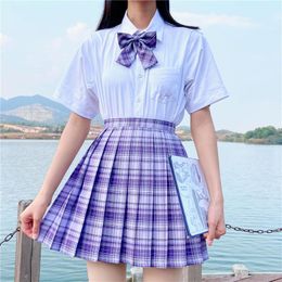 Clothing Sets School Girl JK Uniform Pleated Skirts Japanese High Waist Plaid Skirt Sexy Seifuku Uniforms For Woman Full SetClothing