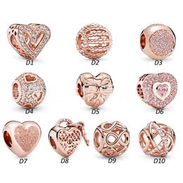 band CZ real S925 Sterling silver Jewellery Diy Beads Fits pandora Ale Charm For Pandoras Bracelets for women European rose gold Bracelet&Necklace