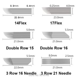 microblading blades Canada - Tattoo Needles 100 Pcs Double Row 9 15 17 19 21 Flat U Blades Microblading For Permanent Makeup Eyebrow Lip Manual Pen 3D Embroidery