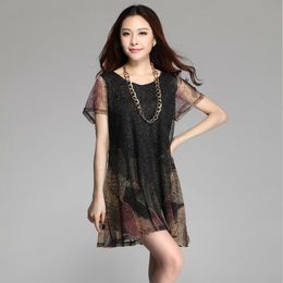 New Summer Dresses For Women Korean Style Slim Loose Short Sleeve Contrast Colour Mari Gold Net Yarn Soft Casual Dress Gold Size L