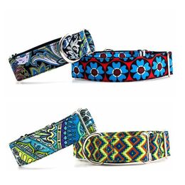 Personalized Fabric Super Strong Durable Martingale Collars for Dogs Heavy Duty Nylon Dog Collar 2.5cm to 3.8cm Wide Necklace 220608