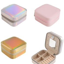 Portable Travel Jewellery Box Waterproof PU Leather Storage Organiser Case Double Layer Small Jewellery Boxes Packaging for Necklace Ring Bracelet Lipstick