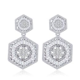 zirconia cubic Australia - Charm geometry earring designer for woman party 925 Sterling Silver Post South American Luxurious Jewelry White AAA Zirconia Bride Wedding Engagement Earrings