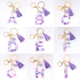 Fashion Tassel Key chains For Keys Women Jewellery A-Z Letters Initial Resin Handbag Pendant Cute Creative Keychain Accessories
