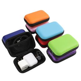 Square Earphones Storage Boxes Mini Coin Zipper Package Portable Charging Cable Organiser Outdoor Travel Digital Storage Box BH6243 TYJ