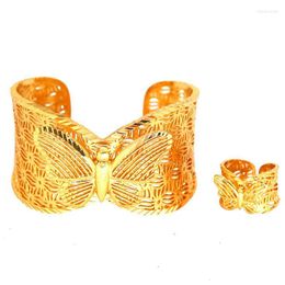 Bangle Dubai Bridal Wedding Gifts Gold Colour Copper Butterfly Bracelet For Women Bohemia African Saudi Arabia JewelryBangleBangle Inte22