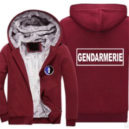 Men's Hoodies & Sweatshirts Hoodie Men Printed Jacket Casual Winter 2022 French Gendarmerie Thick Warmth Stitching Cotton Zipper Ragl