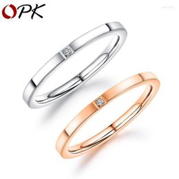 Cluster Rings Japanese Korean Ring Female Plated Rose Gold Single Diamond Titanium Steel Women's Simple Fashion Network Red Forefinger Edwi2