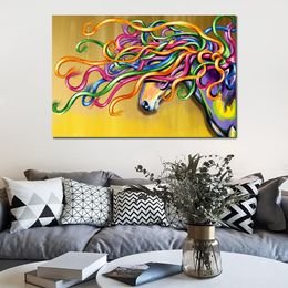 Horses Art Abstract Painting Canvas Majestic Horse Hand Painted Colorful Animal Paintings for Bathroom Kitchen Wall Decor Gift