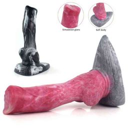 Nxy Dildos Dongs Huge Knot Dildo G spot Masturbator Fantasy Sex Toy for Women Couples with Suction Cup Gory Raw Meat Colour Anal Butt Plug 220511