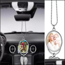 Christmas Decorations Festive Party Supplies Home Garden Sublimation Big Wings Necklaces Pendants Blanks Car Pendant Angel Wing Rearview M