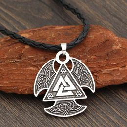 Pendant Necklaces Men Norse Viking Vegvisir Compass Odin Symbol Talisman Necklace With Figt BagPendant