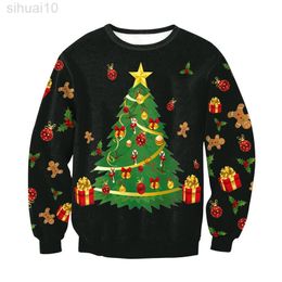 Men Women Ugly Christmas Sweater 3D Christmas Tree Gifts Printed Autumn Winter Neck Sweatshirt Pullover Xmas Jumpers Tops L220801