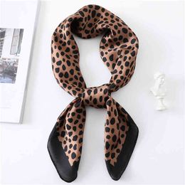 Summer Leopard Print Silk Square Scarf Fashion Bandana Neckerchief Head Wraps for Women Hair Scarves Luxury Brand Accessories