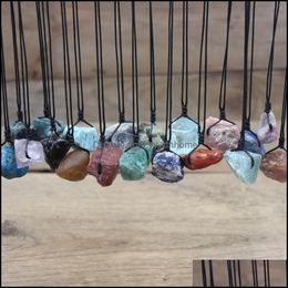 Pendant Necklaces Pendants Jewellery Healing Reiki Stone Mineral Necklace Natural Crystal Fluorite Rose Quartzs Dhnew