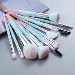 NXY Makeup Brush 13 5 Pcs Blue es Set Face Eye Lip Eyeshadow Eyebrow Comb Eyelash Spoolies Foundation Powder Tools Cosmetic 0406