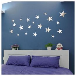 Mirrors 20pcs Star Acrylic Mirror Wall Stickers 3d Decorative Home Crystal Three-Dimensional Eapejos DecorativosMirrors