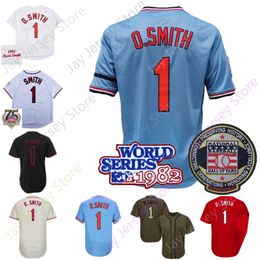 Ozzie Smith Jersey 1982 WS Hall Of Fame Patch 1992 Vintage Red Navy Mesh HOF 75th Grey Cream Black Fashion Baby Blue