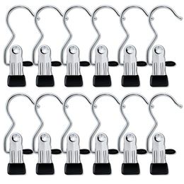 Clothes Hanger Hooks Laundry Stainelss Steel Rack Bag Boot Clothes Pin Holder Rails Clothes Mini Shoes Clip LX4792