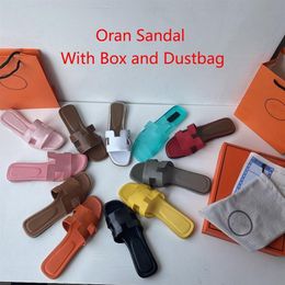 slider boxes UK - Designer Sandals Luxury Oran Slippers Brand Slides Genuine Leather Flip Flops Women Shoes Sneakers Trainer Boots with Box Dustbag 245y