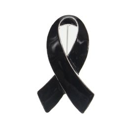 10 Pcs/Lot Custom Brooches Black Enamel Ribbon Breast Cancer Awareness Medical Pins For Nurse Accessories