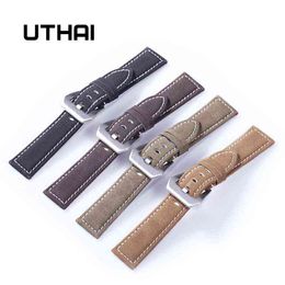 UTHAI P12 20mm Strap Genuine 22mm Band 18-24mm Accessories High Quality 22mm Leather Strap bands G220420