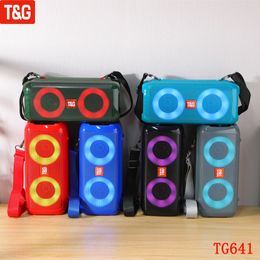 TG641 Portable Wireless Bluetooth Speaker LED Light Outdoor Music Player Stereo Loudspeaker with FM Radio Built-in Mic