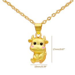 wholesaler chinese Australia - Pendant Necklaces Gold Cow Pendants Ox Statue Ornament 2022 Chinese Year Tradition Zodiac Souvenir Lucky Blessing NecklacePendant