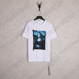 New Off Now White Women's and Men's T-shirts Mona Lisa Oil Painting Short Sleeve T-shirt in Spring Summer Printed Letter x on the Back