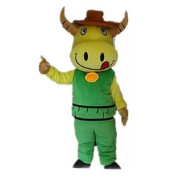 Stage Performance yellow cattle Mascot Costume Halloween Christmas Fancy Party Cartoon Character Outfit Suit Adult Women Men Dress Carnival Unisex Adults